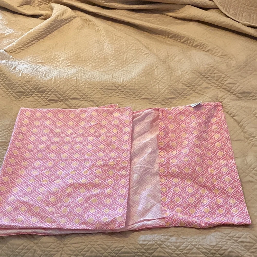 POTTERY BARN Teen Pink Floral Geometric Standard 30 x 19 in Pillowcases Set of 2